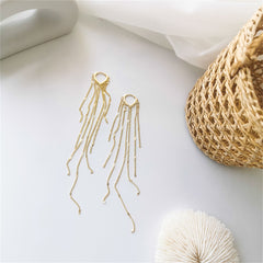 18K Gold-Plated Heart Tassel Huggie Earrings