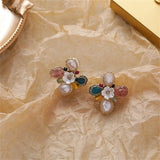 Strawberry Crystal & 18k Gold-Plated Floral Stud Earrings