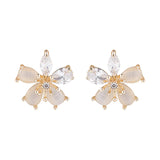 Crystal & Cats Eye Flower Stud Earrings