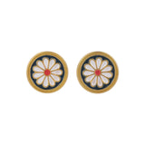 Black Enamel & 18k Gold-Plated Mum Round Stud Earrings