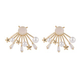 Cats Eye & Pearl 18k Gold-Plated Star Stud Earrings