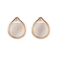 18k Gold-Plated & Peach Cats Eye Stud Earrings