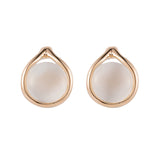18k Gold-Plated & Peach Cats Eye Stud Earrings