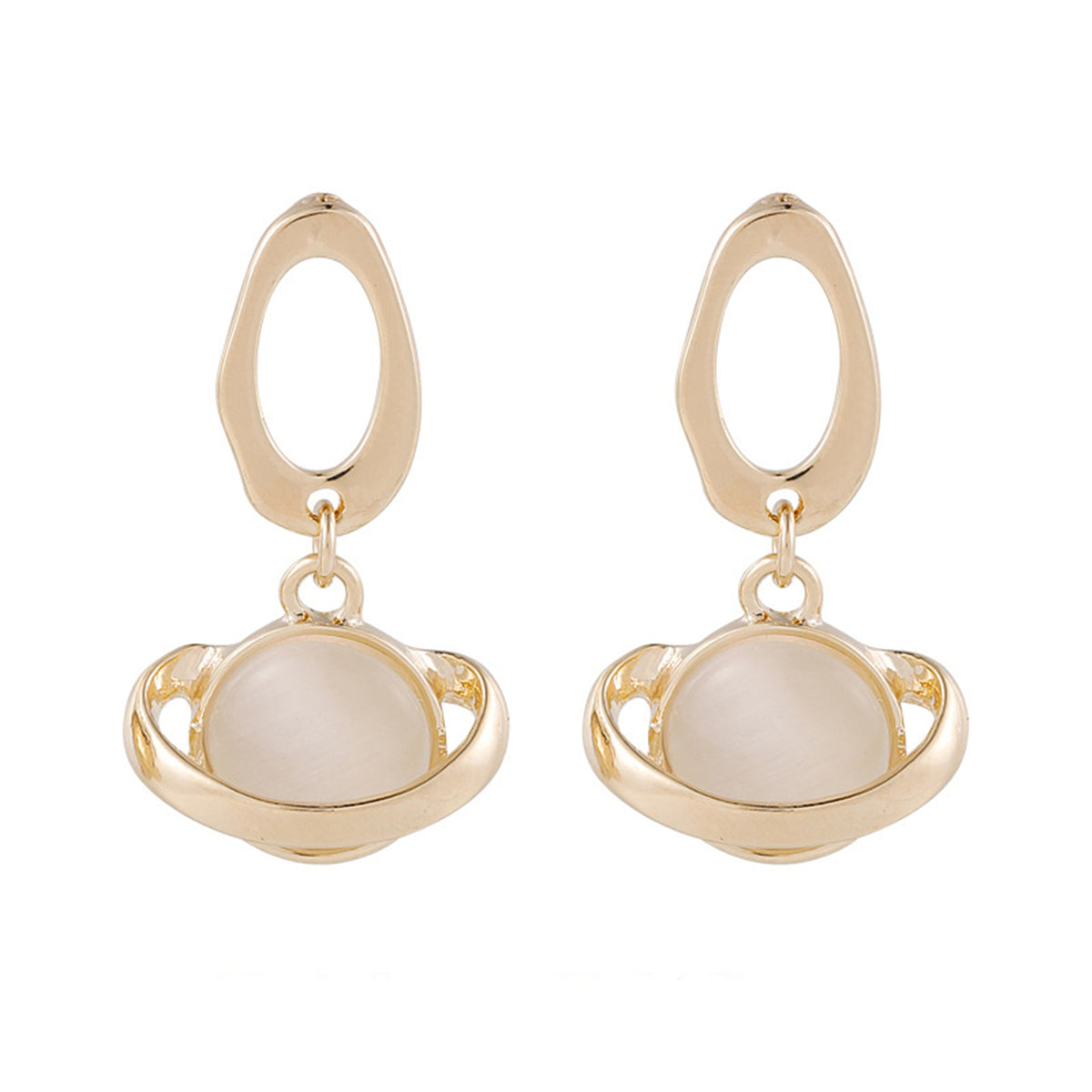 18K Gold-Plated & Cateye Planet Drop Earrings