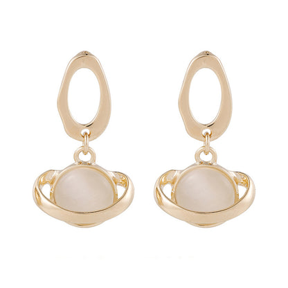 18K Gold-Plated & Cateye Planet Drop Earrings
