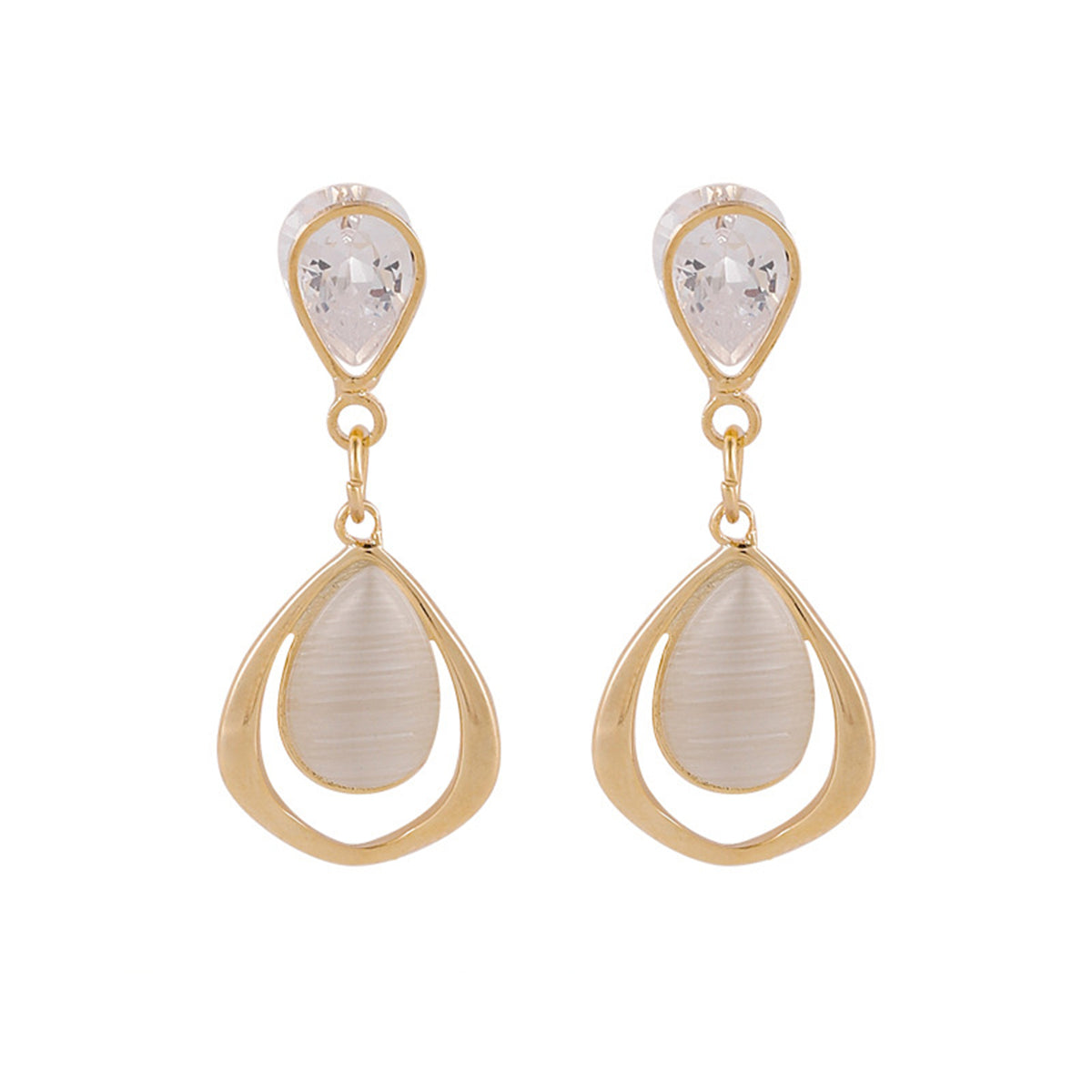 18K Gold-Plated & Clear Crystal Planet Drop Earrings