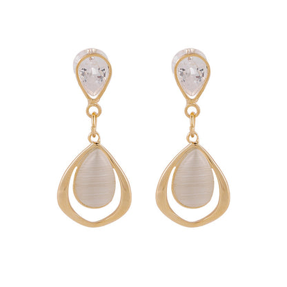 18K Gold-Plated & Clear Crystal Planet Drop Earrings