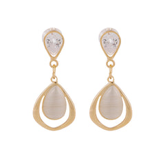 18K Gold-Plated & Clear Crystal Drop Earrings