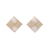 Cats Eye & Cubic Zirconia 18k Gold-Plated Square Stud Earrings
