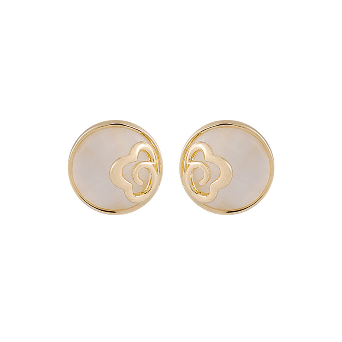 Cats Eye & 18K Gold-Plated Floral Stud Earrings