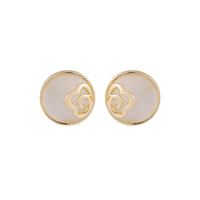Cats Eye & 18k Gold-Plated Floral Stud Earrings