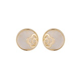 Cats Eye & 18k Gold-Plated Floral Stud Earrings