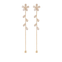 Cats Eye & Cubic Zirconia Floral Drop Earrings
