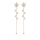 Cats Eye & Cubic Zirconia Floral Drop Earrings