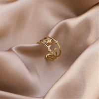 Cubic Zirconia & Goldtone Celestial Layered Open Ring