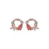 Crystal & 18K Rose Gold-Plated Round Butterfly Stud Earrings