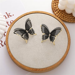 Black Mesh & 18K Gold-Plated Butterfly Stud Earrings