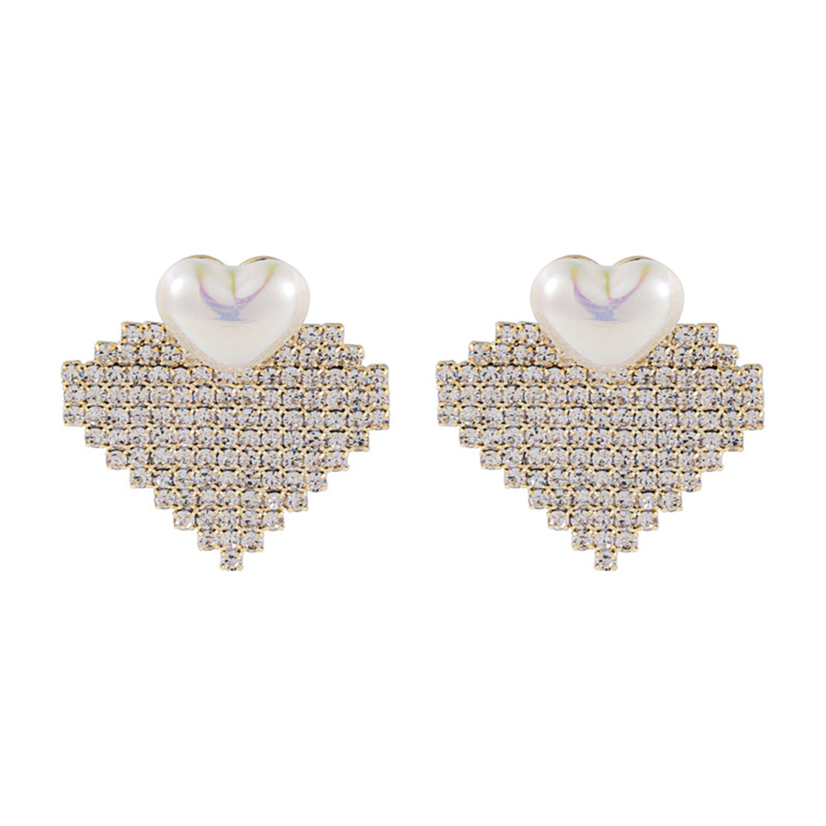 Pearl & 18K Gold-Plated Cubic Zirconia-Accent Heart Drop Earrings