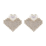 Pearl & 18k Gold-Plated Cubic Zirconia-Accent Heart Drop Earrings
