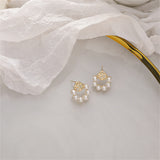 Pearl & 18k Gold-Plated Rose Stud Earrings