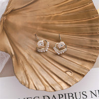 Pearl & Cubic Zirconia Heart Stud Earrings