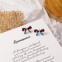 Red Crystal & Cubic Zirconia Bow Stud Earrings