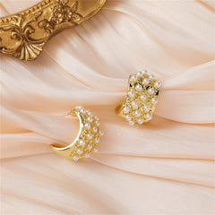Pearl & 18K Gold-Plated Huggie Earrings