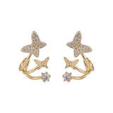 Cubic Zirconia & 18k Gold-Plated Butterfly Stud Earrings