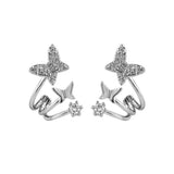 Cubic Zirconia & Silver-Plated Butterfly Stud Earrings
