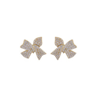 Cubic Zirconia & 18k Gold-Plated Bow Stud Earrings