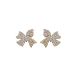 Cubic Zirconia & 18k Gold-Plated Bow Stud Earrings