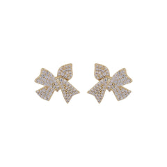 Cubic Zirconia & 18K Gold-Plated Bow Stud Earrings
