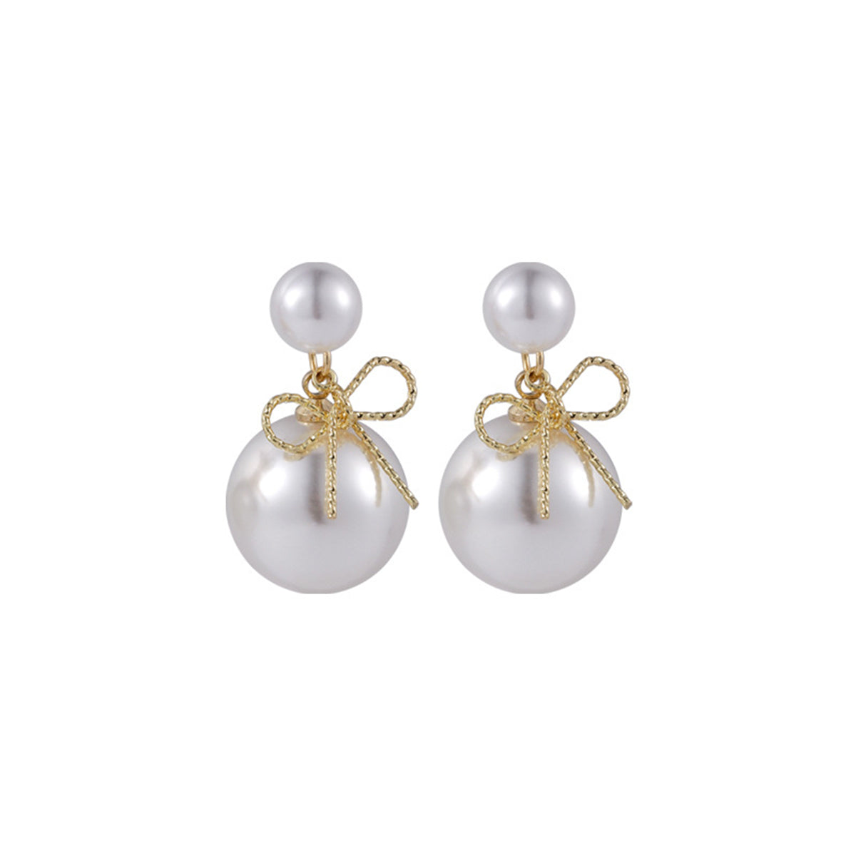 Pearl & 18K Gold-Plated Bow Drop Earrings