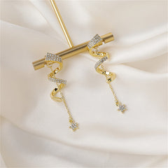 Cubic Zirconia & 18K Gold-Plated Swirl Star Drop Earrings