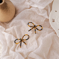 Brown Leopard Bow Stud Earrings