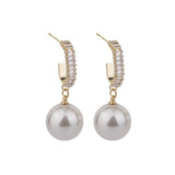 Pearl & Cubic Zirconia Drop Earrings