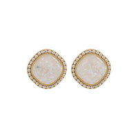 White Resin & 18k Gold-Plated Square Stud Earrings