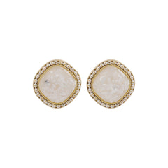 White Resin & 18K Gold-Plated Square Stud Earrings