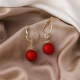 Red Resin & Cubic Zirconia Flower Huggie Earrings