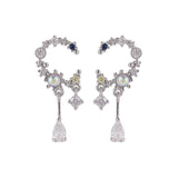 Cubic Zirconia & Silver Plated Ornate Drop Earrings