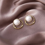 Pearl & 18k Gold-Plated Stud Earrings
