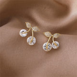 Cubic Zirconia & Crystal 18k Gold-Plated Cherry Stud Earrings