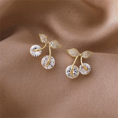 Cubic Zirconia & Crystal 18K Gold-Plated Cherry Stud Earrings