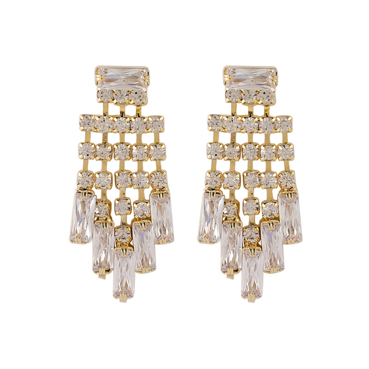 Crystal and Cubic Zirconia Chandelier Drop Earrings, drop earrings for women, vintage-inspired design, front view