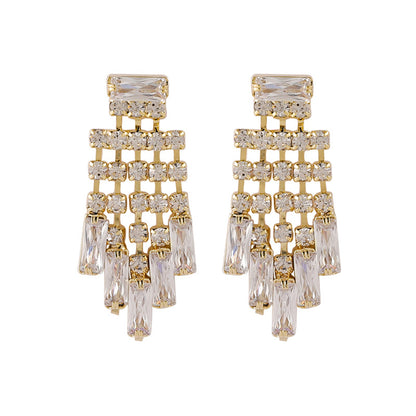 Crystal and Cubic Zirconia Chandelier Drop Earrings, drop earrings for women, vintage-inspired design, front view