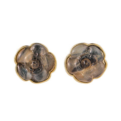 Gray Quartz & 18K Gold-Plated Camellia Stud Earrings