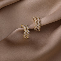 Cubic Zirconia & 18k Gold-Plated Wave Ear Cuffs