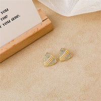 Pearl & Cubic Zirconia Stripe Pavé Triangle Stud Earrings