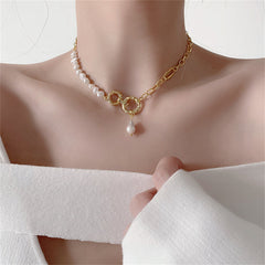Pearl & 18K Gold-Plated Pendant Necklace