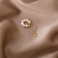 Pearl & 18k Gold-Plated Star Charm Chain Ear Cuff